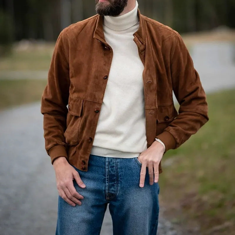 Veste décontractée polyvalente de couleur unie pour homme, idéale pour l'automne