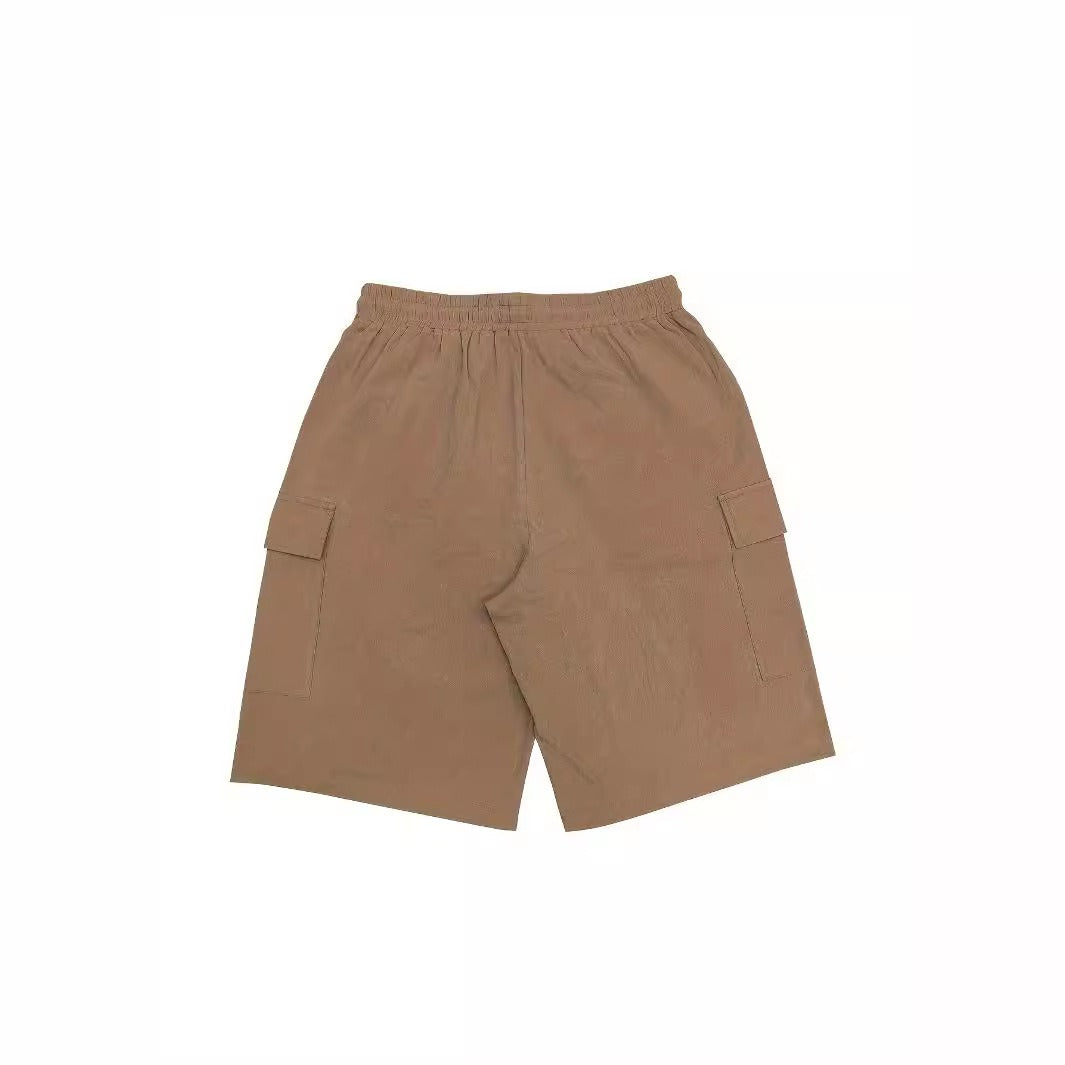 Men's fashionable casual brown cotton and linen shorts