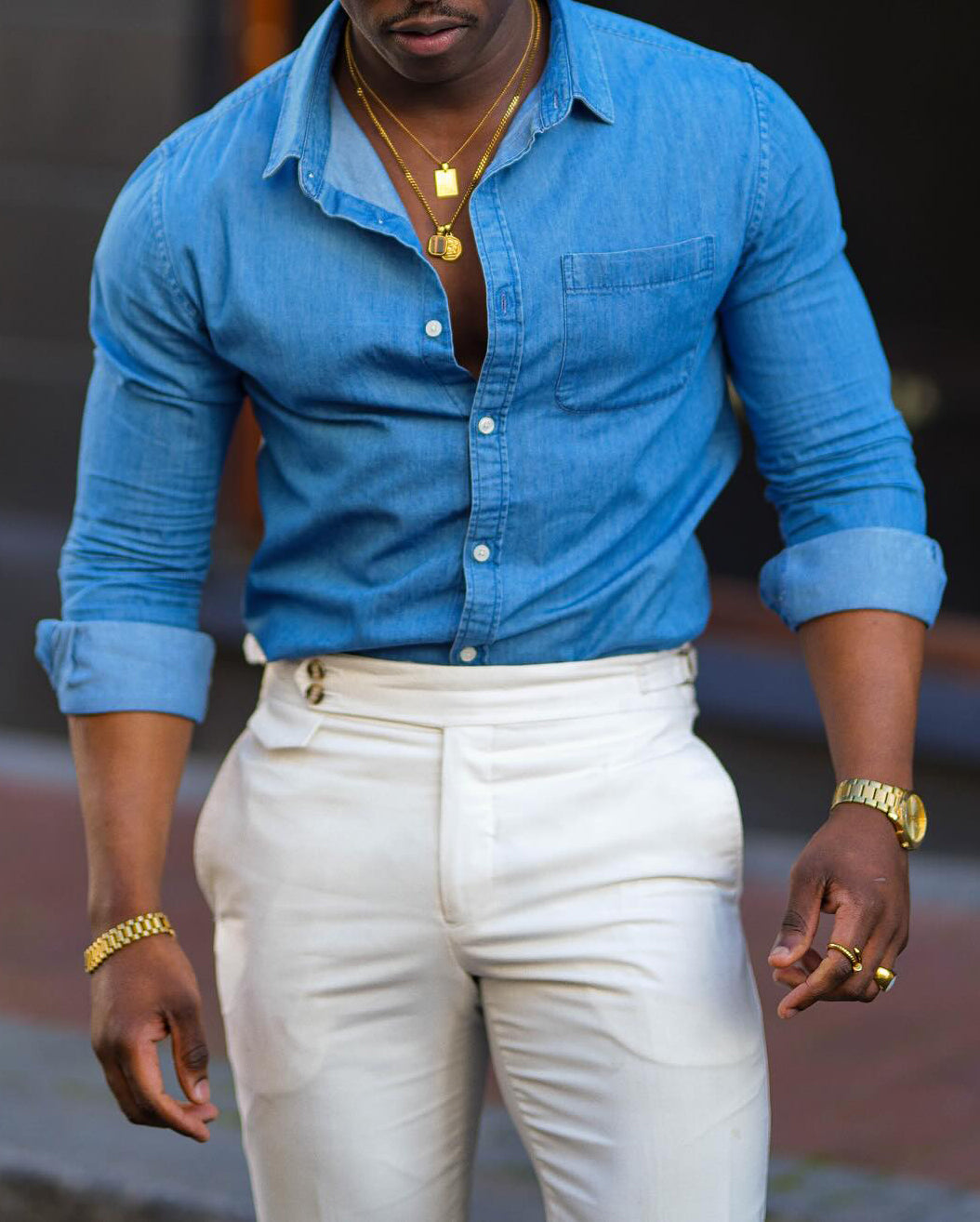 Chemise en jean bleu décontractée à la mode pour homme 