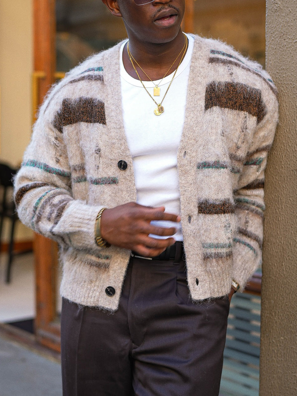 Modischer, lässiger Herren-Strickpullover mit geometrischem Muster