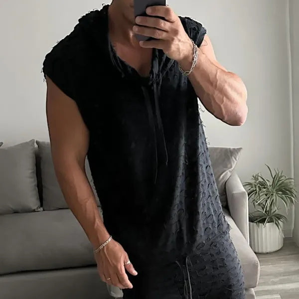 Fitness-Tanktop mit Kapuze und Ärmeln 