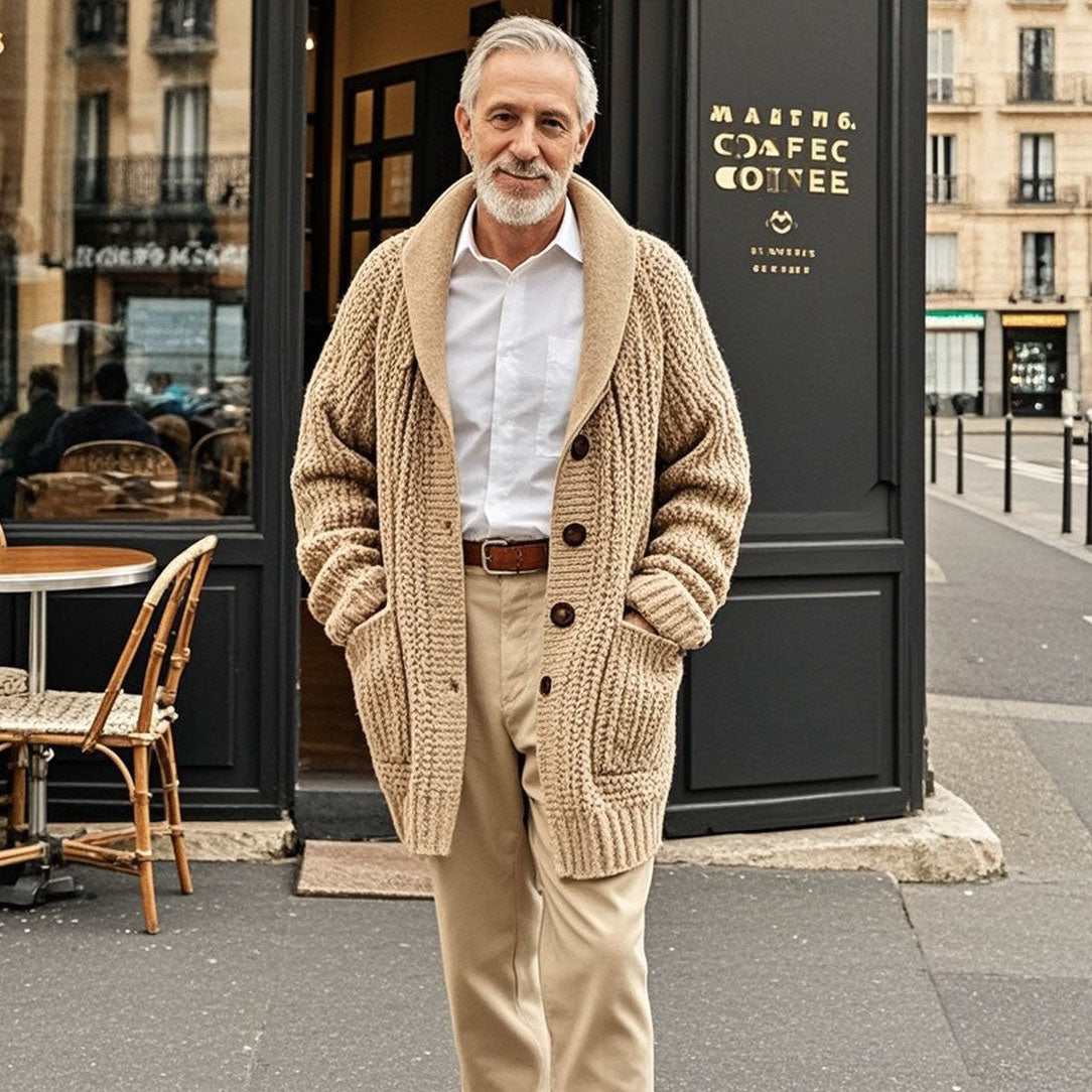Cardigan kaki décontracté à la mode pour hommes