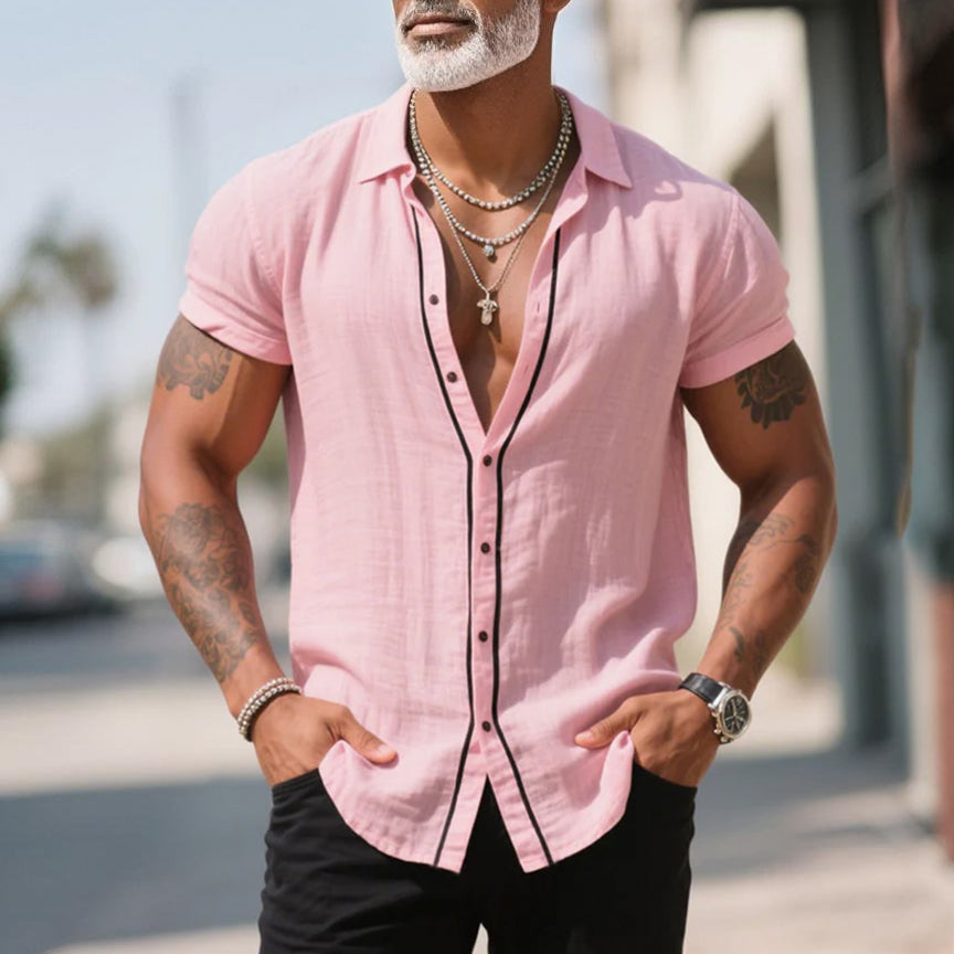 Men's fashionable and casual pink shirt