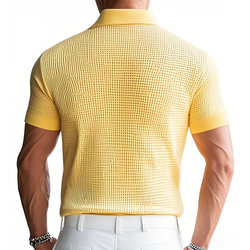 Men's Spring Fashion Classic Waffle Bright Color Golf Polo Shirt