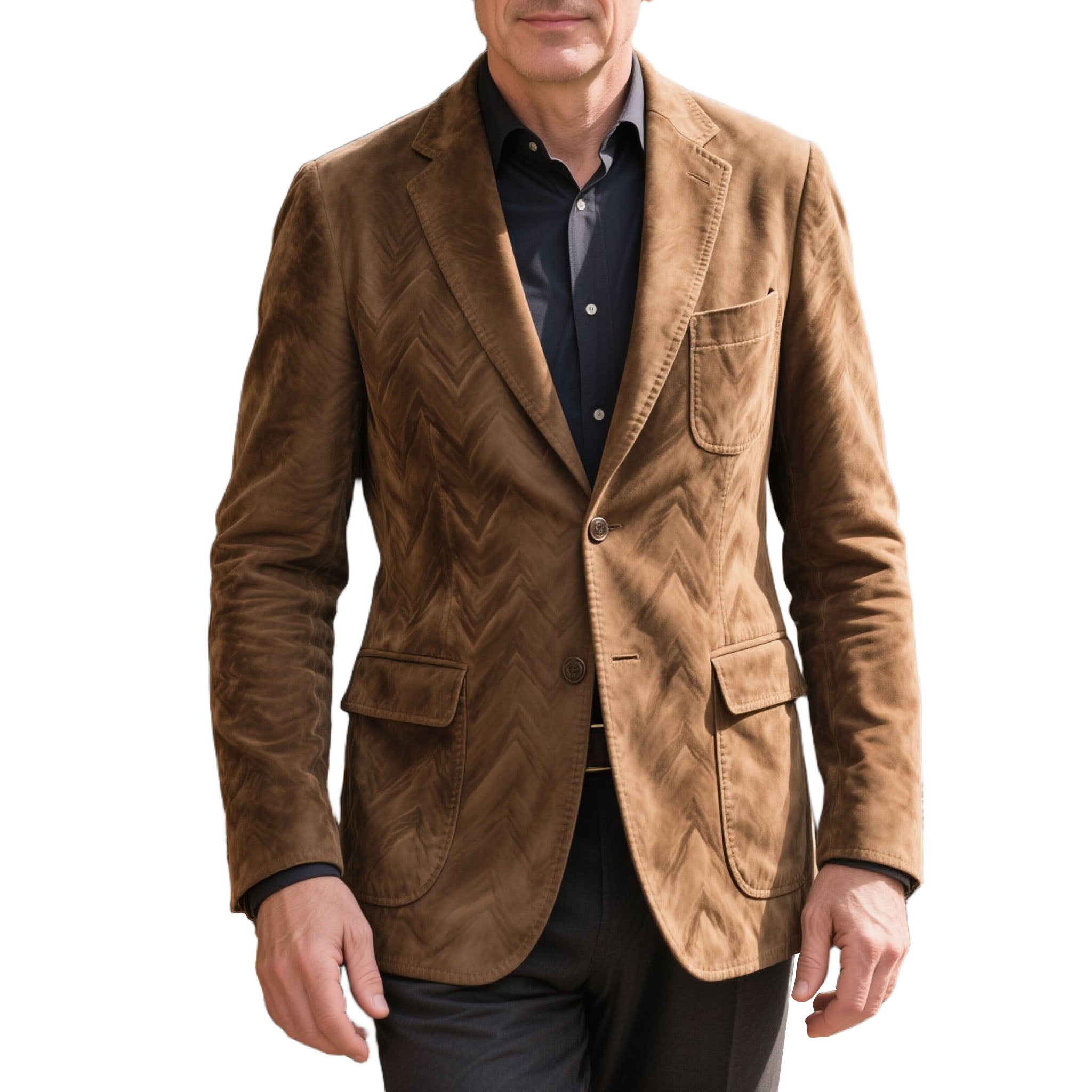 Men's fashionable casual brown corduroy suit jacket