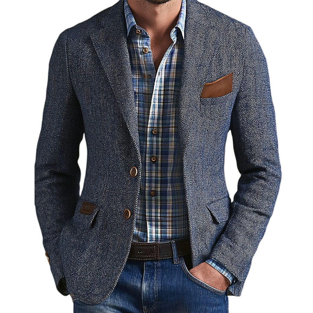 Men's fashionable casual warm blue suit jacket