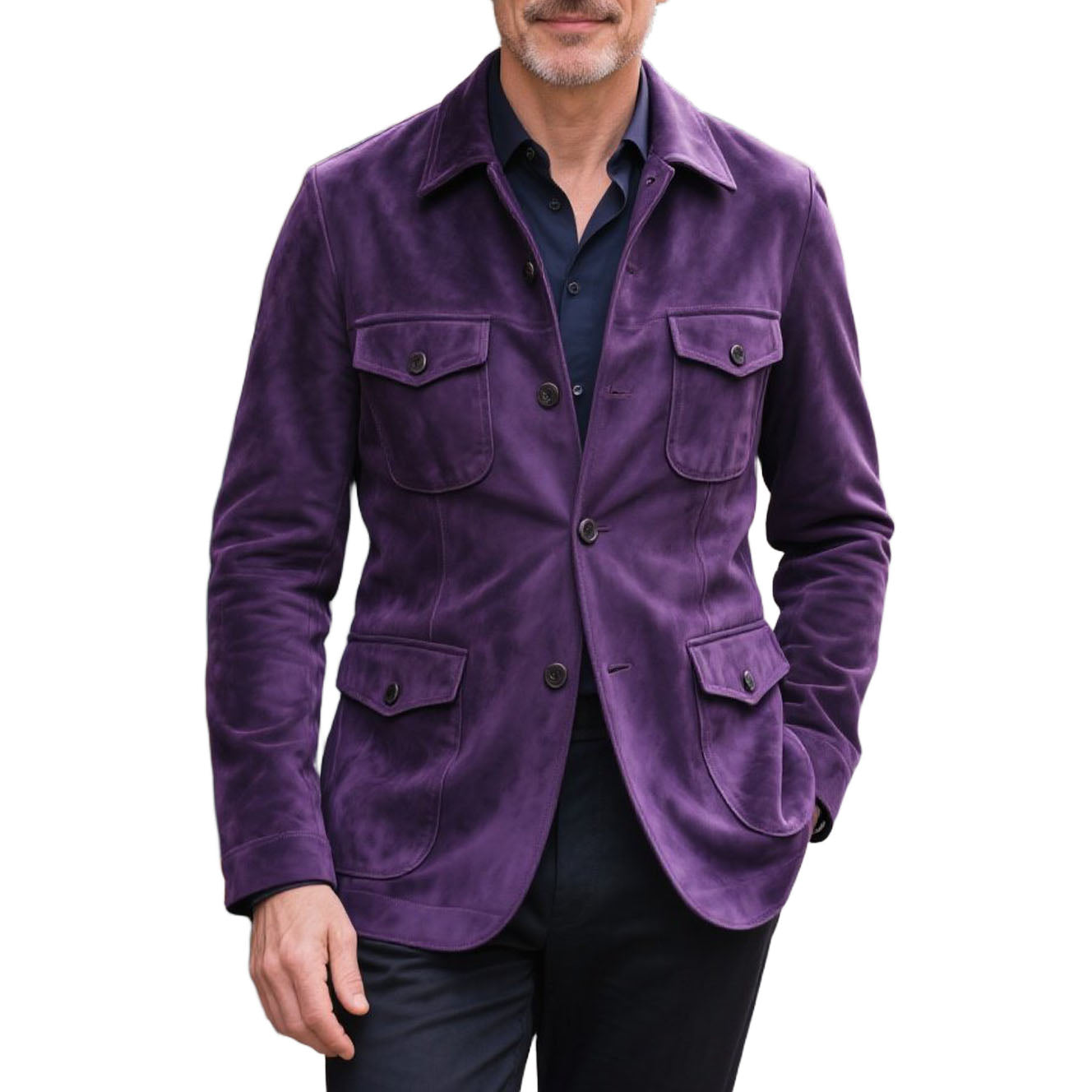 Men's fashionable and casual purple corduroy suit jacket