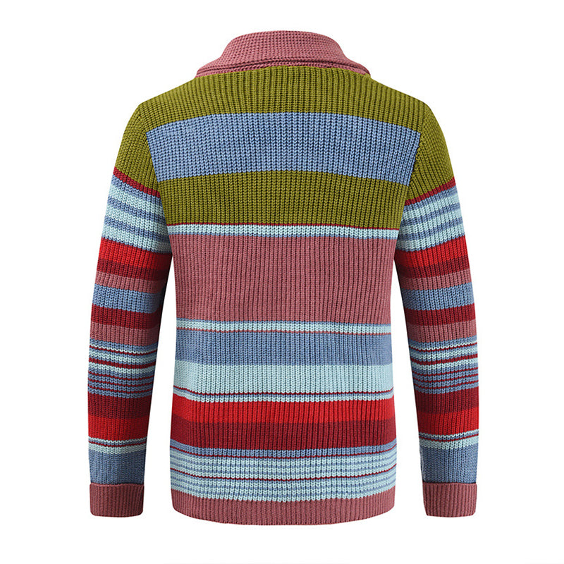 Veste pull à revers colorblock pour homme