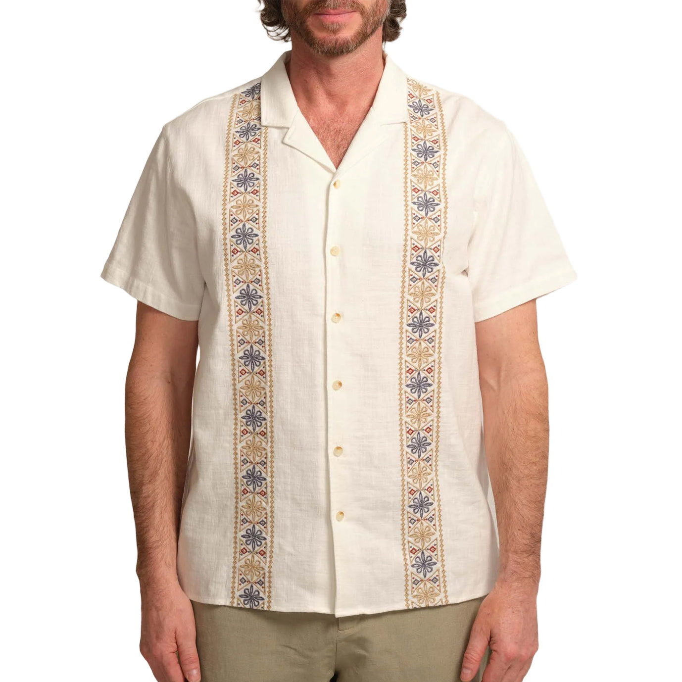 Men's fashionable casual short-sleeved shirt with floral prints