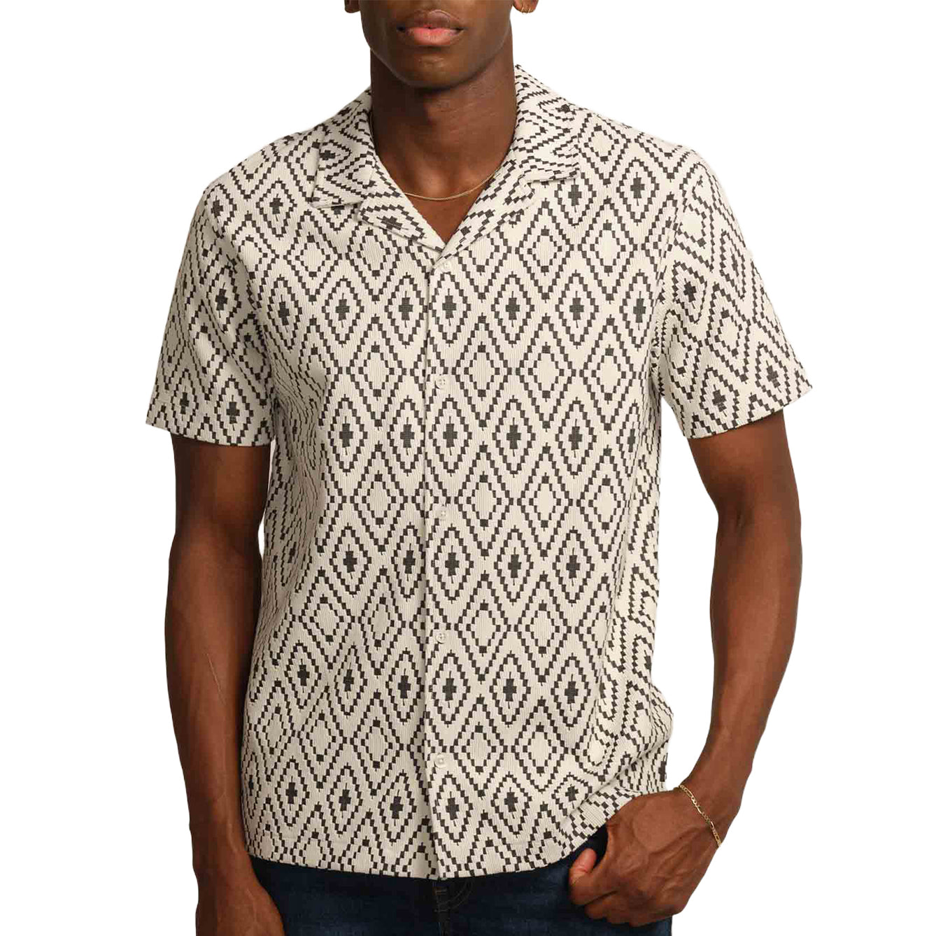 Men's fashionable casual short-sleeved shirt with floral prints