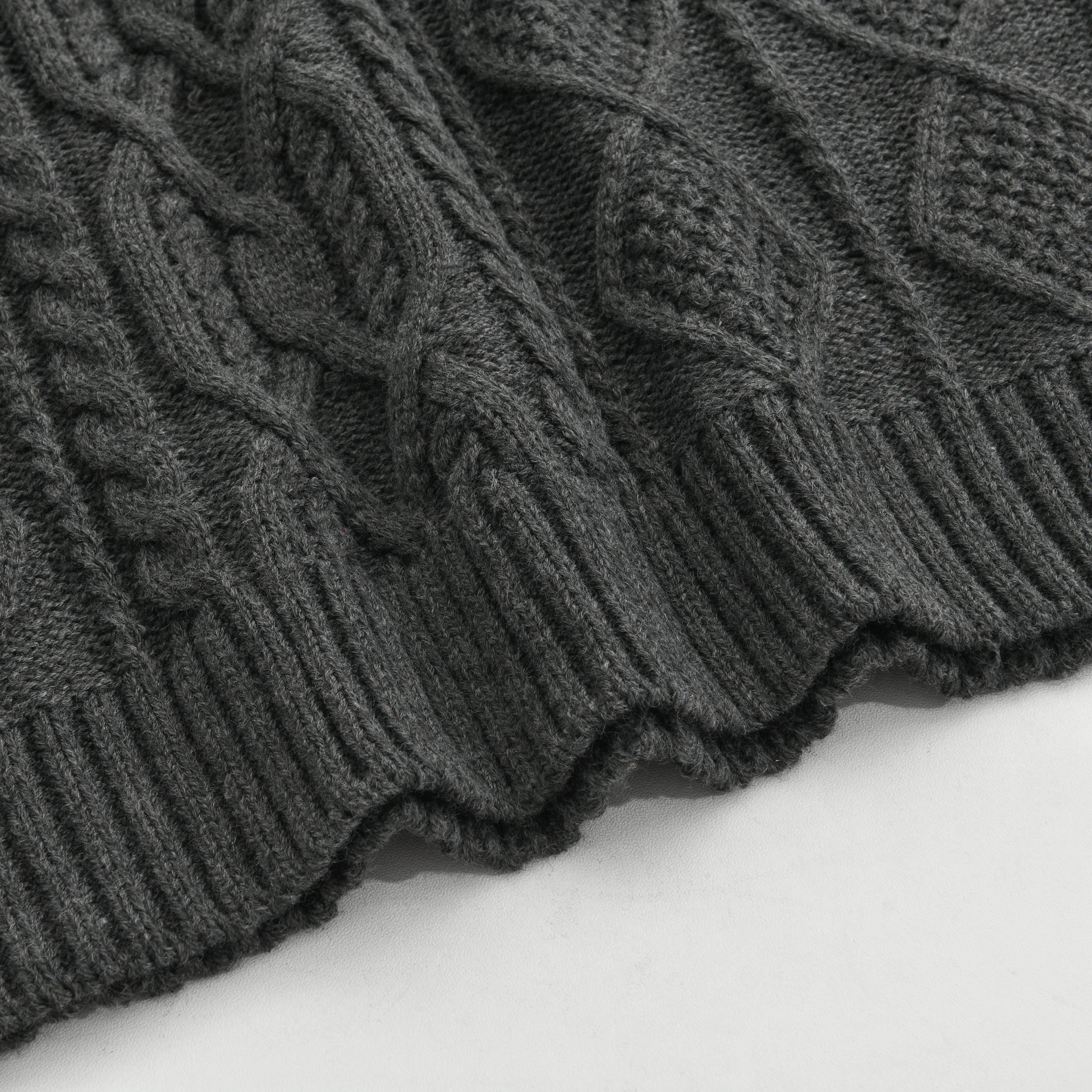 Men's Vintage Stand Collar Knitted Cable Sweater