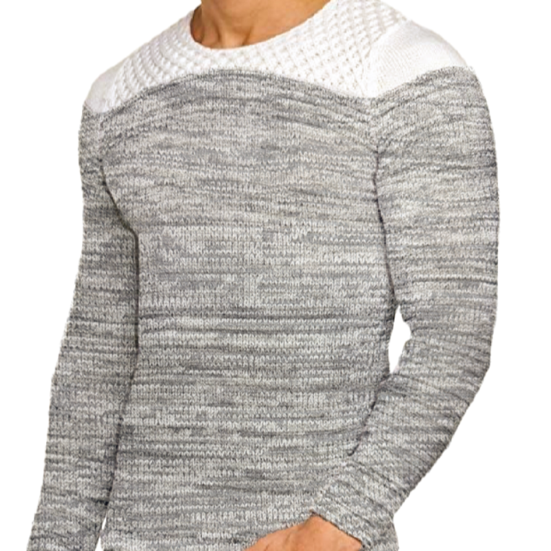 Men's Casual Crew Neck Striped Knitted Sweater