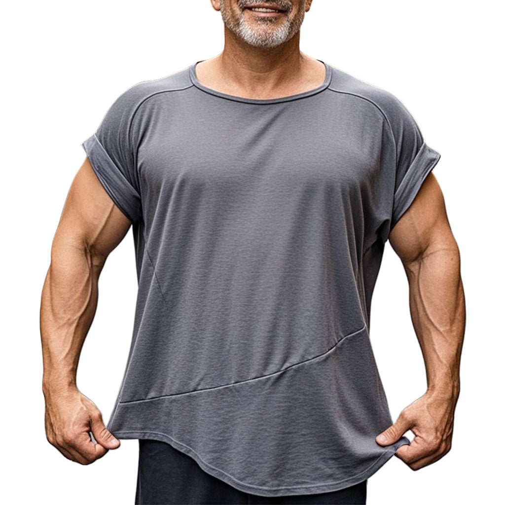 Men's fashionable casual irregular short-sleeved T-shirt