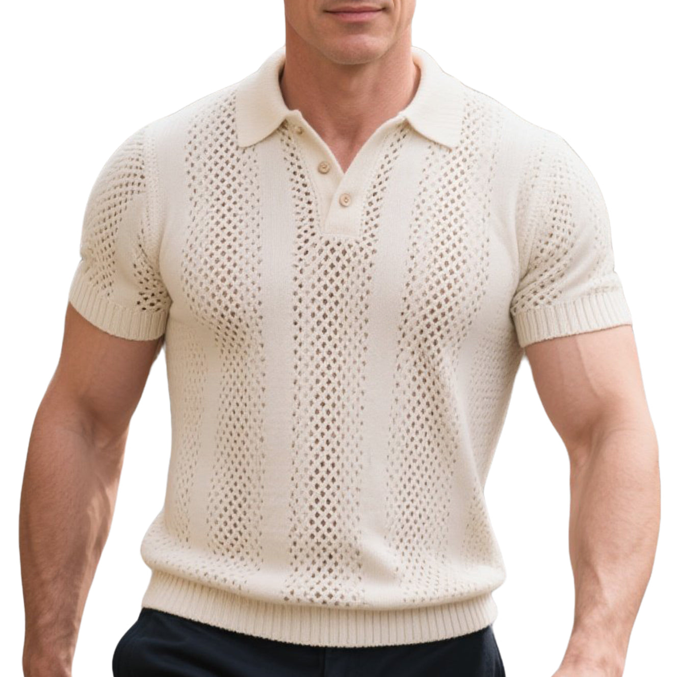 Modisches, lässiges Poloshirt mit Streifen und Farbblockierung für Herren
