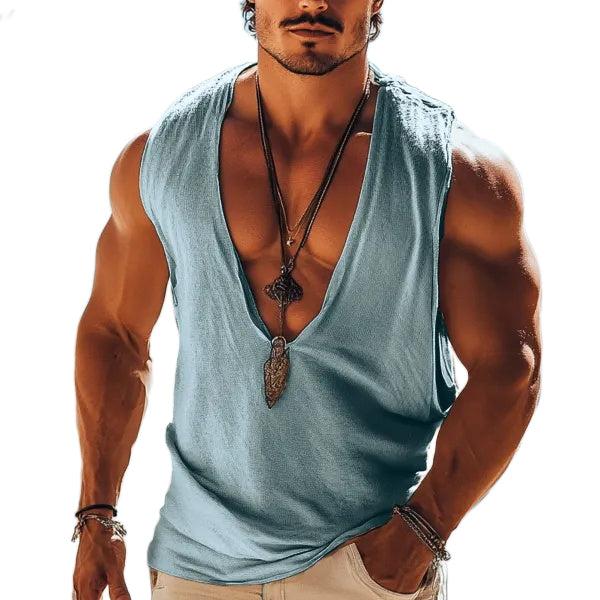 Men's Holiday Lightweight V-Neck Sleeveless Tank