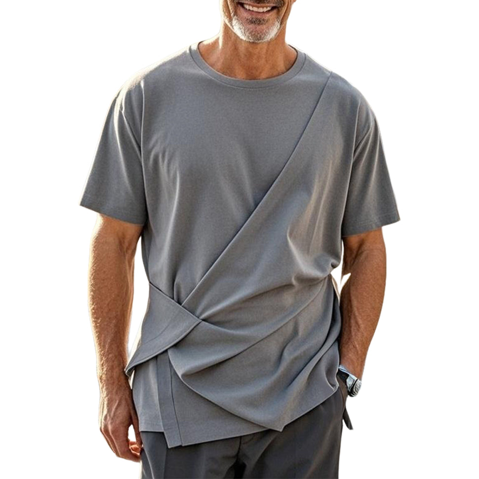 Men's fashionable casual irregular short-sleeved T-shirt