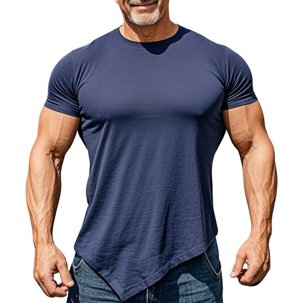 Men's fashionable casual irregular short-sleeved T-shirt