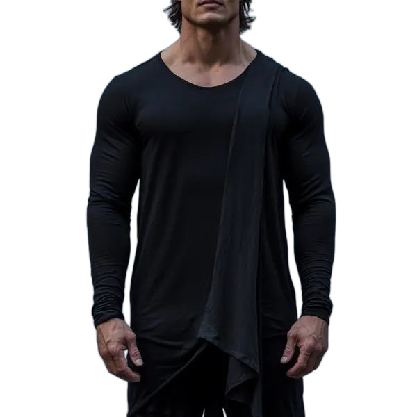 Men's Casual Round Neck Super Stretch Comfortable Breathable Long Sleeve T-shirt Casual Fitness Slim T-shirt