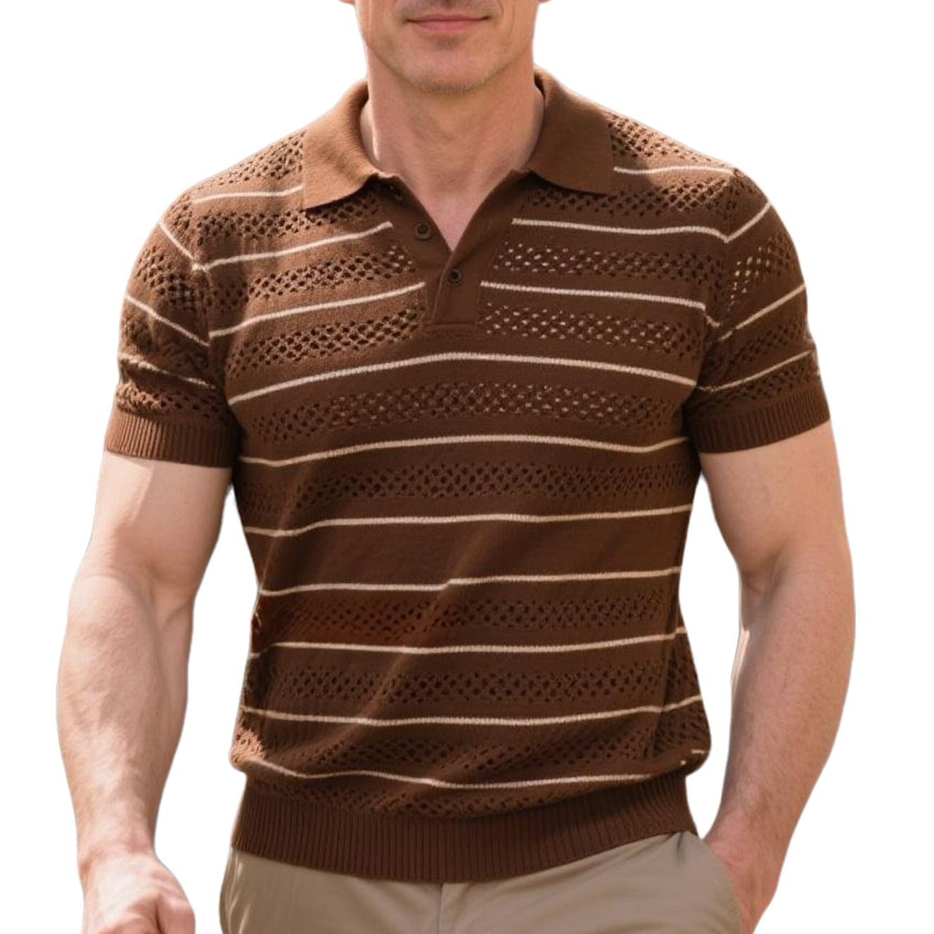 Modisches, lässiges Poloshirt mit Streifen und Farbblockierung für Herren