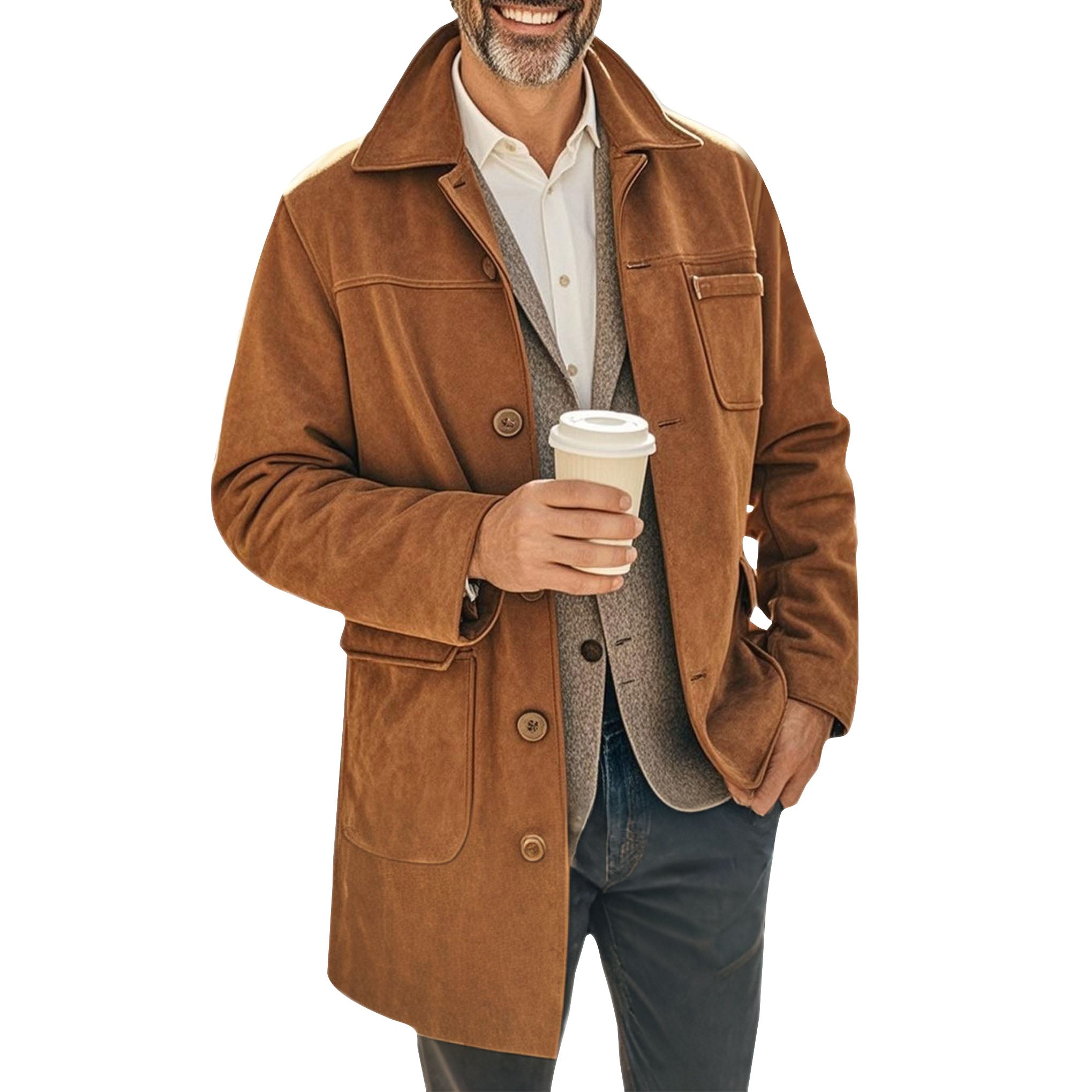 Men's fashionable casual brown coat