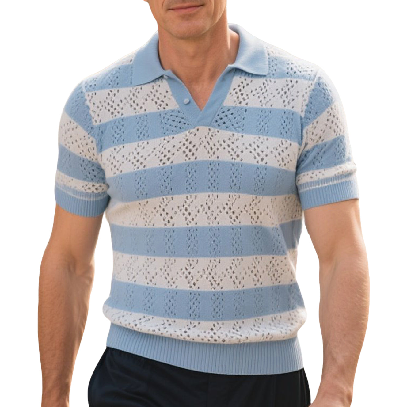 Modisches, lässiges Poloshirt mit Streifen und Farbblockierung für Herren