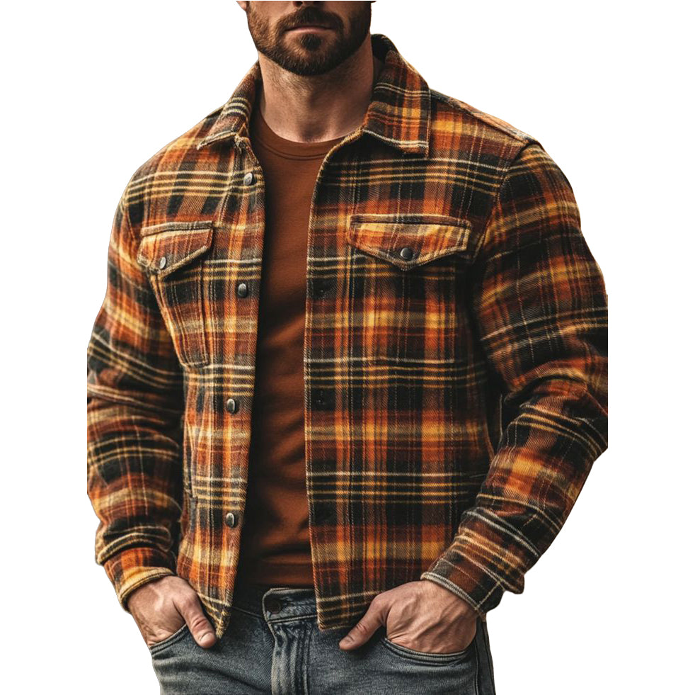 Veste décontractée à carreaux pour homme, à la mode