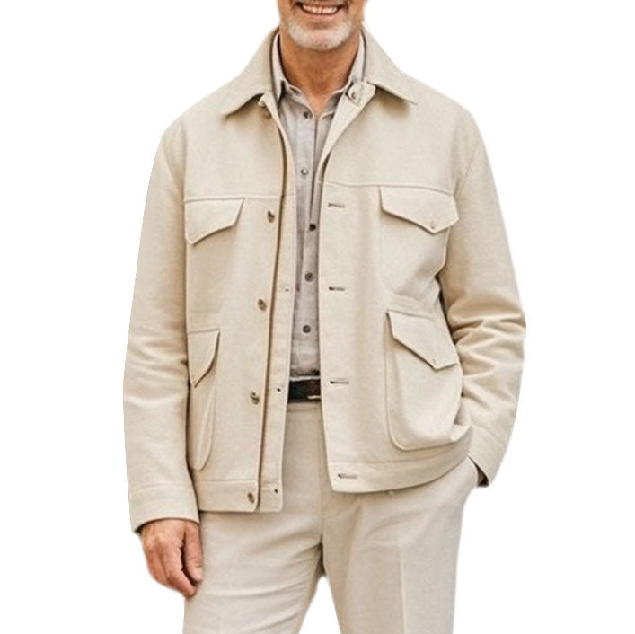 Veste à revers beige décontractée et tendance pour homme
