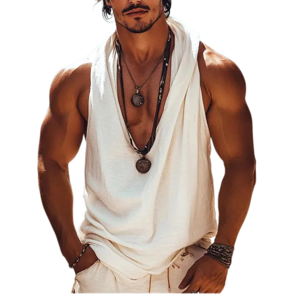 Men's Holiday Lightweight Solid Hooded Sleeveless Tank