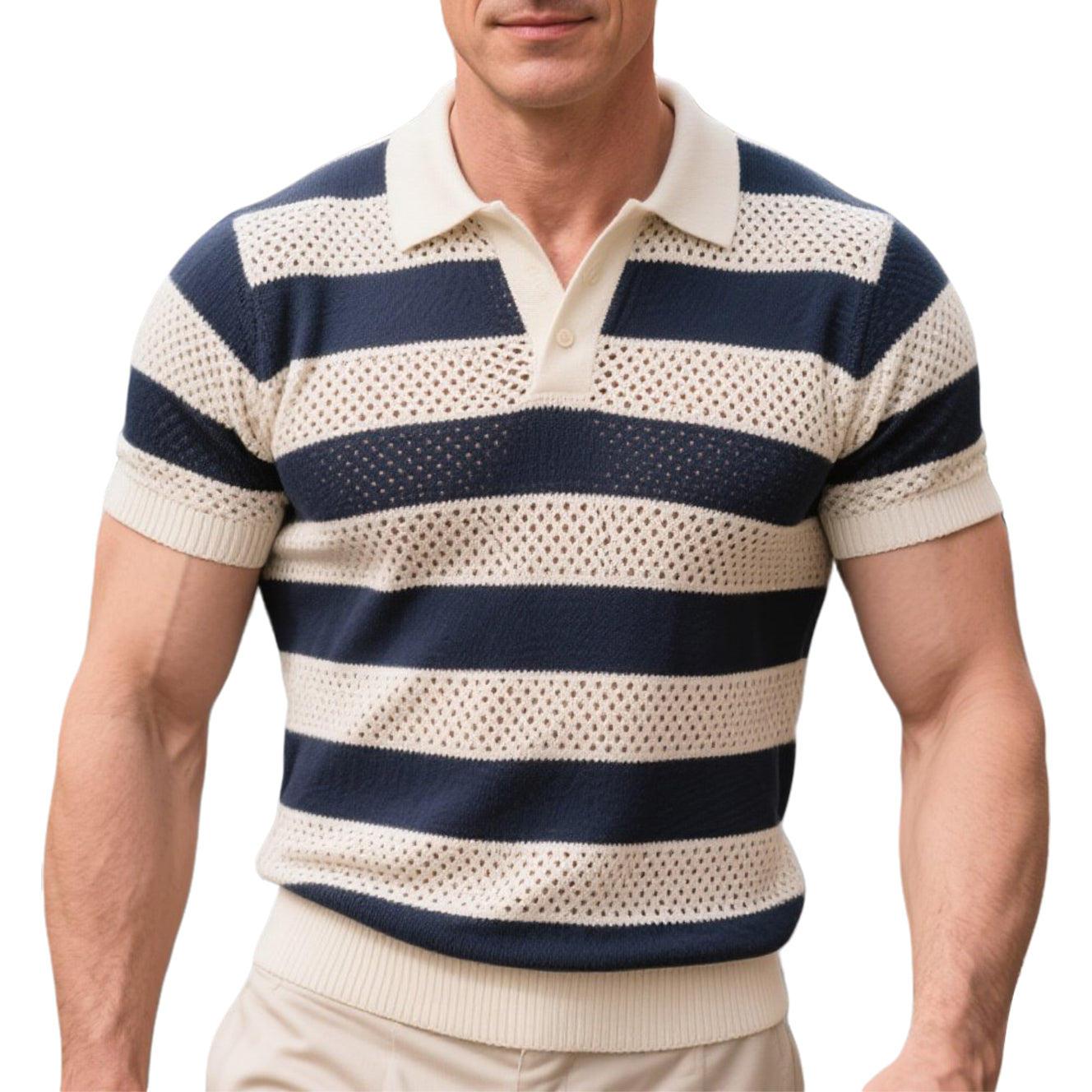 Modisches, lässiges Poloshirt mit Streifen und Farbblockierung für Herren