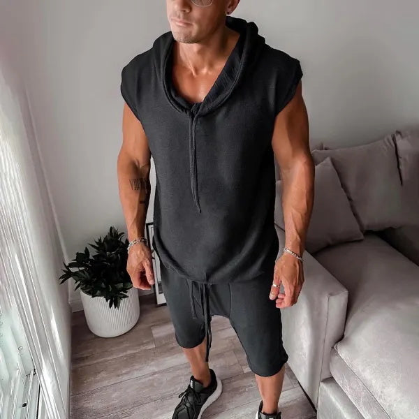 Débardeur de fitness à capuche sans manches 