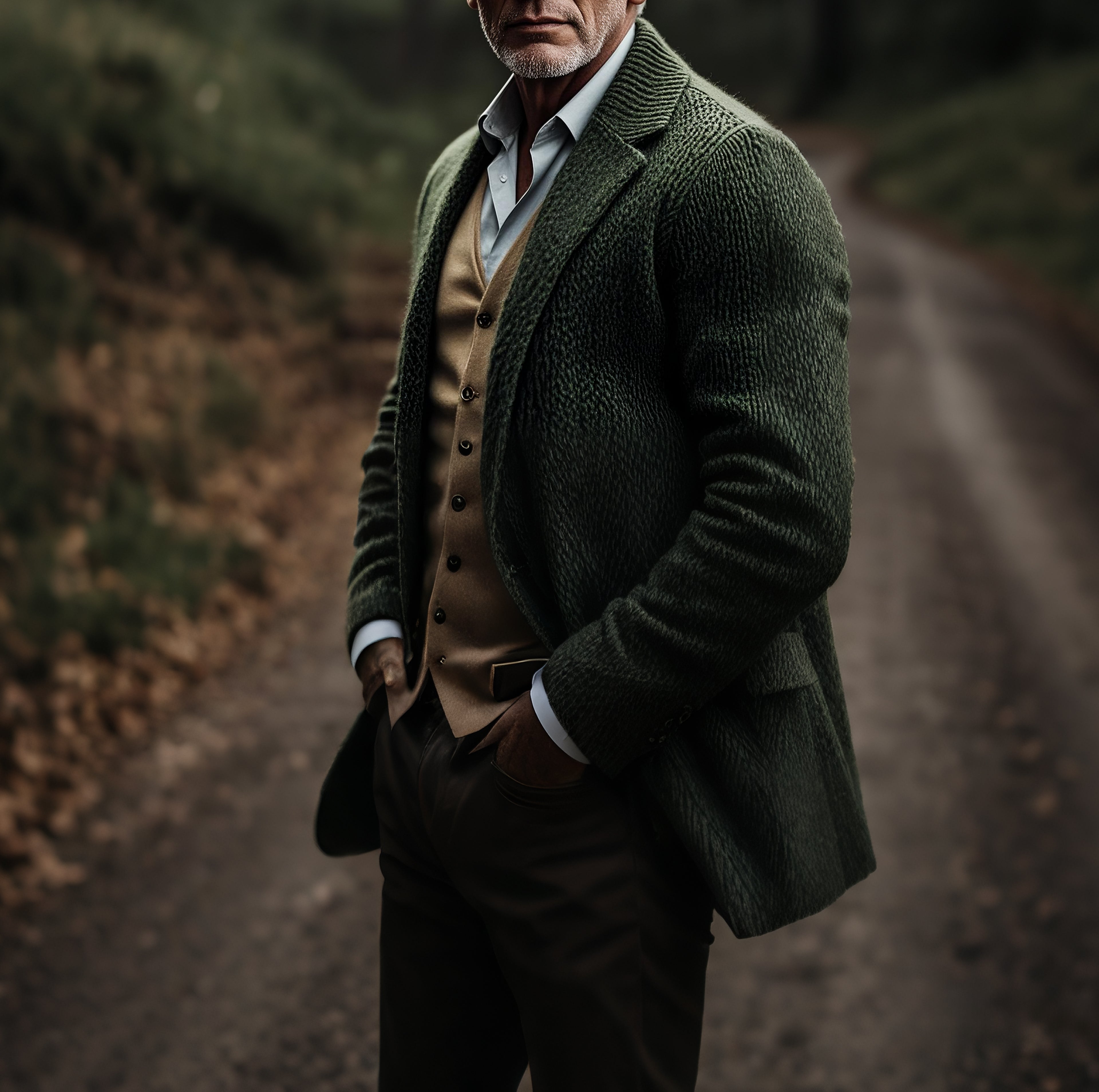 Men's fashionable casual dark green jacket