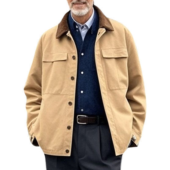 Veste à revers kaki décontractée et tendance pour homme