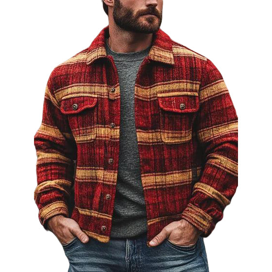 Veste décontractée à carreaux pour homme, à la mode