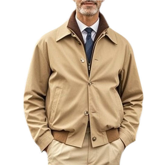 Veste à revers kaki décontractée et tendance pour homme