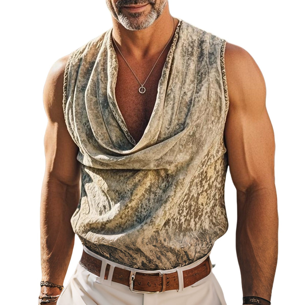 Men's fashionable casual pleated vest
