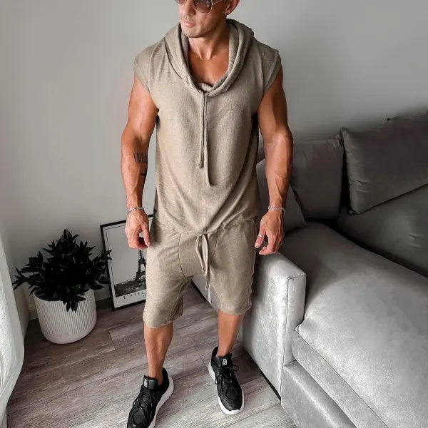 Débardeur de fitness à capuche sans manches 