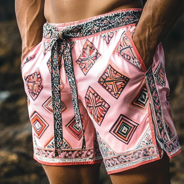 Men's Bohemian Vintage Beach Vacation Ethnic Style Casual Shorts