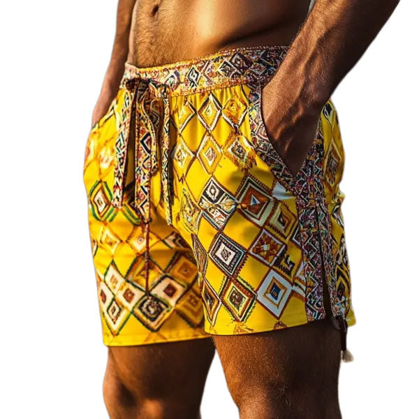 Men's Bohemian Vintage Beach Vacation Ethnic Style Casual Shorts