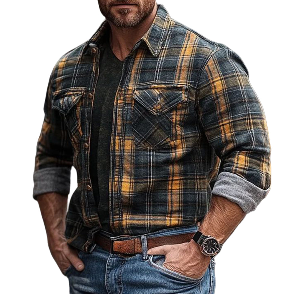 Veste décontractée à carreaux pour homme, à la mode