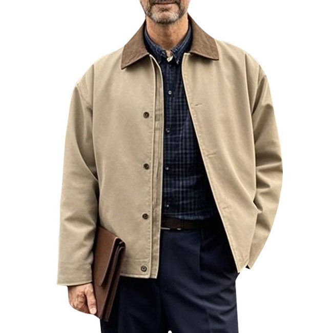 Veste à revers kaki décontractée et tendance pour homme