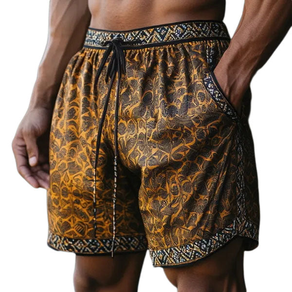 Men's Bohemian Vintage Beach Vacation Ethnic Style Casual Shorts