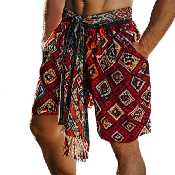 Men's Bohemian Vintage Beach Vacation Ethnic Style Casual Shorts