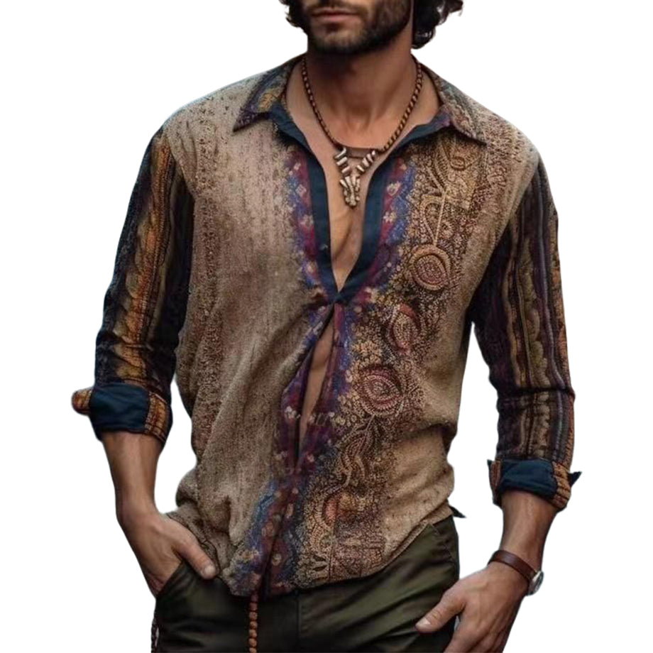 Men's fashionable casual long-sleeved shirt