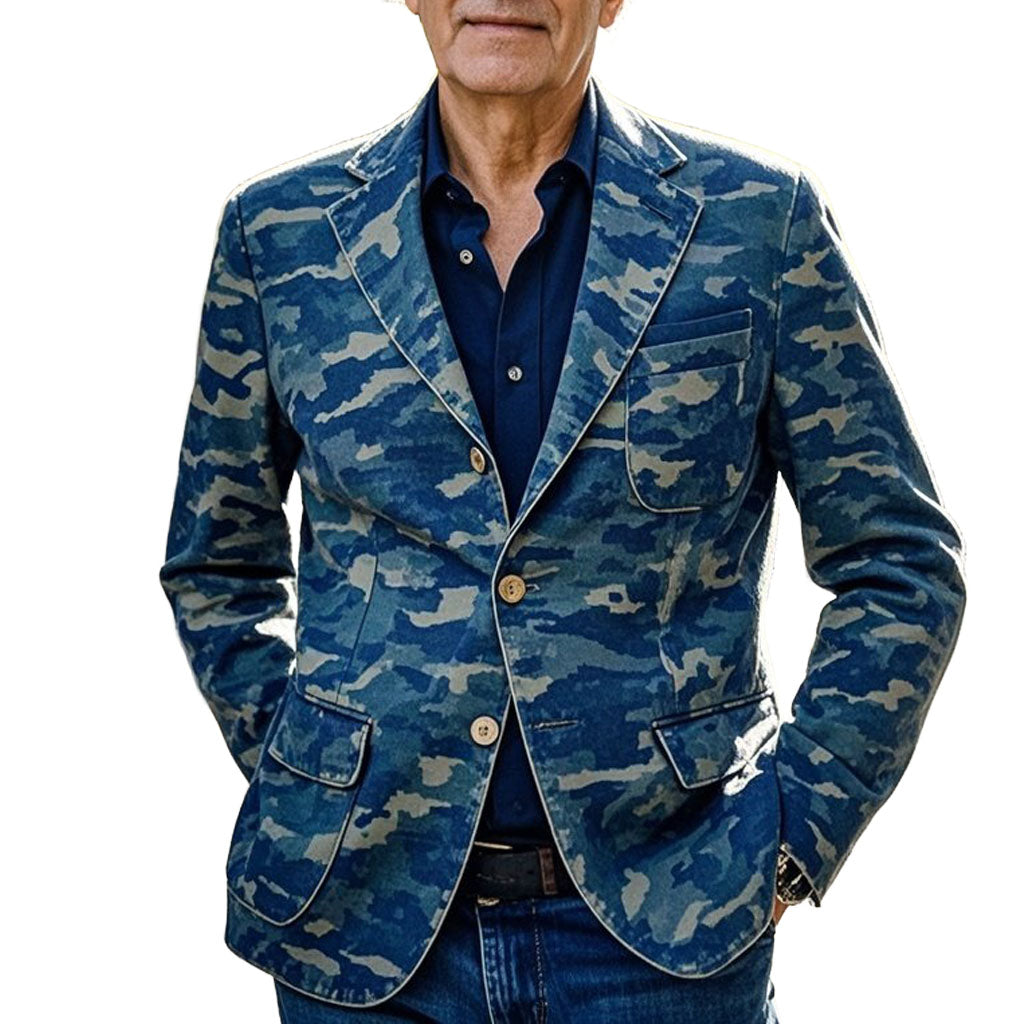 Men's fashionable casual blue denim jacket