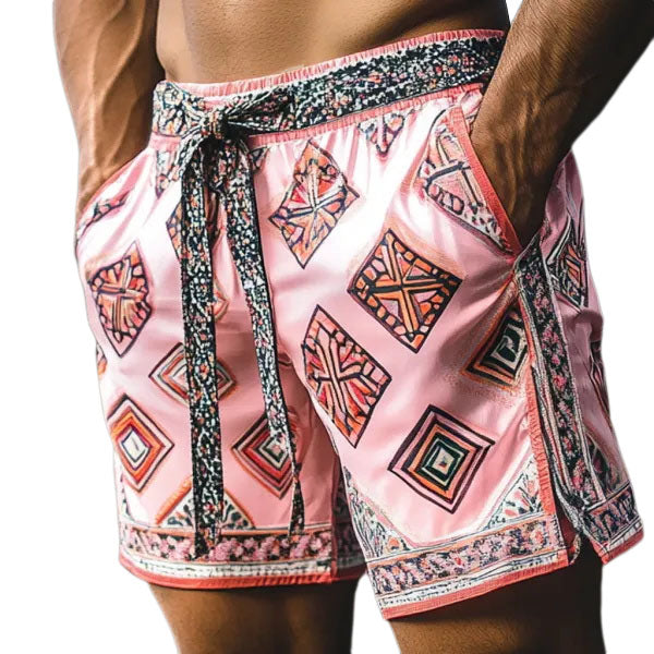 Men's Bohemian Vintage Beach Vacation Ethnic Style Casual Shorts