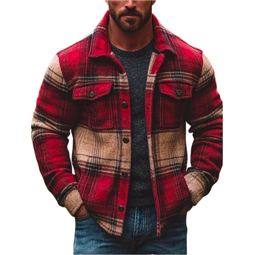 Veste décontractée à carreaux pour homme, à la mode