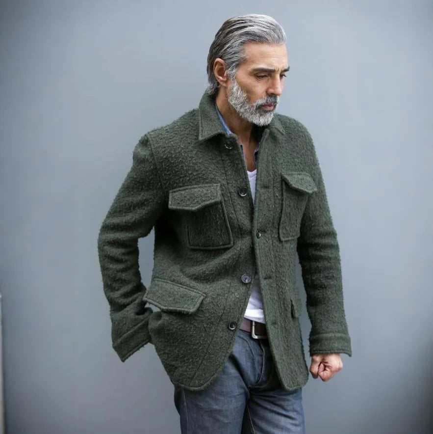 Men's fashionable casual green jacket