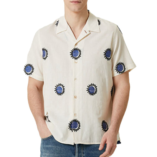 Men's fashionable casual short-sleeved shirt with floral prints