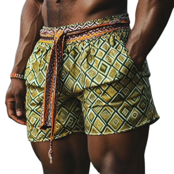 Men's Bohemian Vintage Beach Vacation Ethnic Style Casual Shorts
