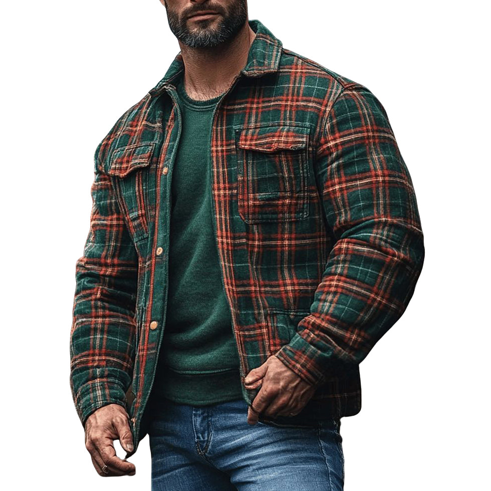 Veste décontractée à carreaux pour homme, à la mode